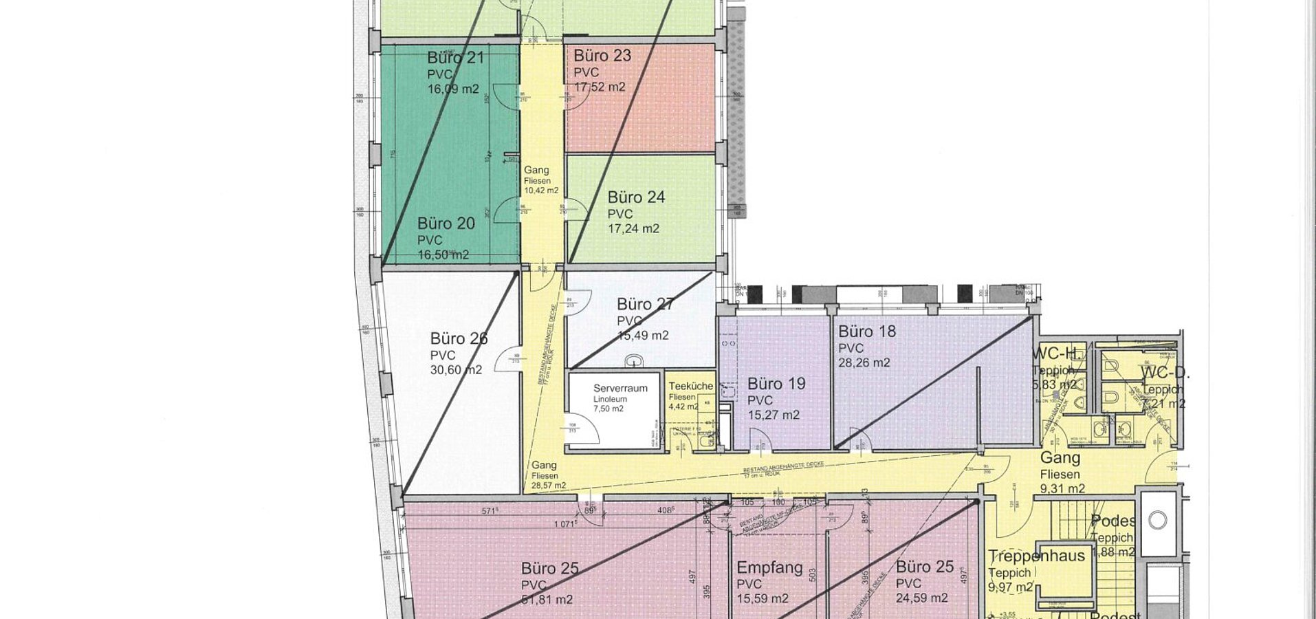 Grundriss- bzw. Lageplan von Büro Top 19 im 1.OG