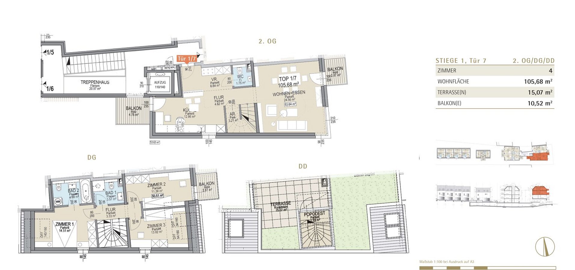 Wohnungsgrundriss Tür 1/7