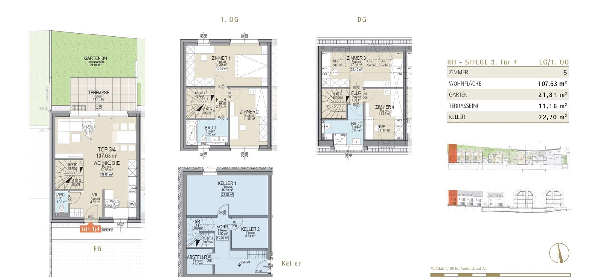 Grundriss Tür 3/4
