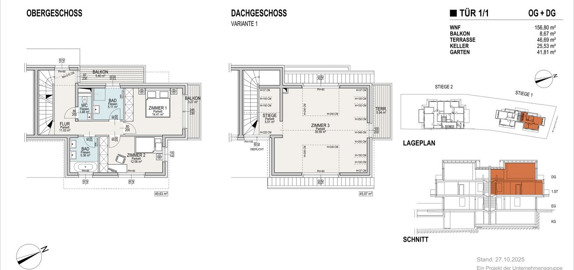 Grundriss OG+DG DH1/1